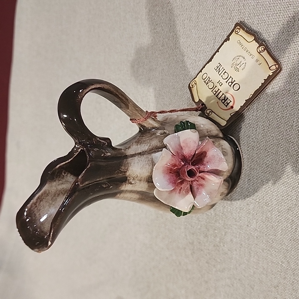 Capodimonte Miniature  Mini Vase Pitcher with Flower Original Tag